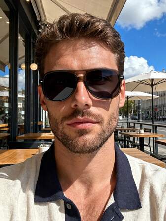 Men's Polarized Shades - Retro Square Large Frame Pilot Style Plastic Fashion Fashion Glasses, Classic Decorative Eyewear, Ideal For Outdoor Sports, Cycling, Driving, Fishing, Beach Travel & Summer Sun Protection