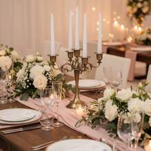 1 Peça/Conjunto Decoração de Mesa de Estilo Boêmio de Liga de Zinco, Castiçal Ornamental de 5 Velas, Dourado, Atmosfera Europeia de Clube Doméstico, Sala de Estar, Feriado, Atmosfera Romântica, Enfeite de Soquete de Vela, Decoração Romântica de Casamento e Aniversário