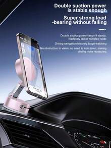 Adjustable Magnetic Suction Cup Upgraded Vacuum Magnetic Automobile Phone Cradles Car Phone Holder With 360° Rotation & Foldable Design Strong Magnetic Absorption Compatible With IPhone Desktop Stand Spring Gift - Pink - View 8