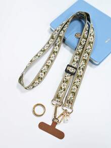 Leaf Mobile Phone Strap Hanging Adjustable Nylon Neck Lanyard With Faux Pearl Pendant And Wide Fabric Shoulder Strap Cover - Multicolor - View 26