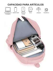 Mochila impermeable de gran capacidad, mochila unisex para ir al trabajo, gran capacidad de almacenamiento, mochila para estudiantes - Rosa - Ver 4