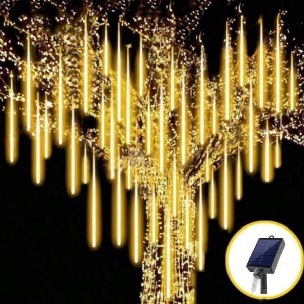 1 Set / 8 Pcs Solar Powered Meteor Shower Lights, LED Curtain Lights, Romantic Meteor Shower, Twinkling Meteor Shower Lights, 4 Colors, Fairy Tale Garden, Suitable For Party Decor, Garden Decor, Yard Decor, Home Decor, Outdoor Decor, Room Decor, Waterproof Fairy Lights, A Decorative Item With A Romantic Ambiance!