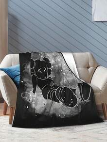 Kawss Kawaii Kaw Blanket The Ultimate Anime Fan Gift - Luxuriously Soft Flannel Blanket, Cartoon Printed Throw For Home, Camping, Travel, Perfect For Christmas & Birthdays - 黑色 - 查看 6