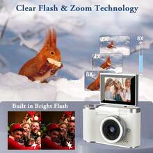 Digital Camera With 8X Digital Zoom For Vlogging 2.4'' IPS Screen Rechargeable Camera Professional Photography Camera For Teens Swith Card Reader And OTG Support Ideal For Taking Photos, Recording Videos, And Webcam Use Perfect For Graduation Season, Thanksgiving, Christmas, And New Year Gifts