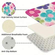 1 pièce Tapis décoratif de salle de bain à motif floral coloré, tapis doux et mignon, tapis de salle de bain, petit tapis, paillasson d'accueil, tapis, paillasson, tapis de cuisine, décoration d'intérieur, paillasson d'entrée, petit tapis de zone, paillasson d'extérieur, décoration d'intérieur, tapis de zone, tapis de jardin, tapis lavable