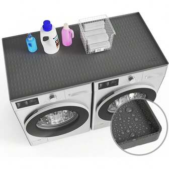 Alfombra antideslizante impermeable y resistente al aceite para lavadora, una sola pieza para encimera, con textura de rombo para el área de lavado, almacenamiento y protección, alfombrilla superior para lavadora de tambor para el hogar (gris)
