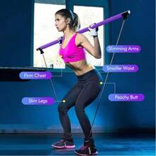 Yoga Stick Set, Multi-Functional Yoga Exercise Stick, Pilates Pole Set With Resistance Band - Home Fitness Equipment With Foot Rings And Straps, Fitness Elastic Band, Portable Yoga Puller, Suitable For Pilates Exercises, Yoga, Home Fitness, Slimming Exercises - Pilates Stick - View 4
