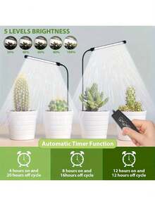 360° Lampe de culture LED à spectre complet avec col de cygne, 3 modes d'éclairage et 10 niveaux de gradation, minuterie 6/9/12H, convient pour les plantes en pot d'intérieur comme les succulentes et les cactus manquant de lumière du soleil, fournit des nutriments pour la croissance - Noir - Voir 5