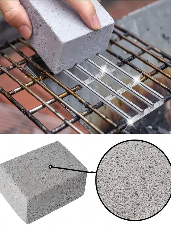 Grill Cleaning Stone, Powerful Cleaning Block For Removing Hard Water Stains, Calcium Deposits And Stains On Toilet, Bathtub, Kitchen Sink, Grill, Exfoliating, Pumice Stone Cleaner, Outdoor Camping Picnic Cookware Grill Tool Accessories, Bathroom And Kitchen Cleaning Supplies