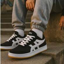 Men's Unisex Casual Force Street Skater Sneakers - PROMOTION - Sporty - Lace-Up - Home - Party - Gym And Fitness - 黑色鞋底白色 - 查看 2