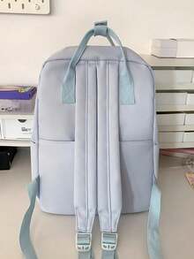 Simple Multi-Pocket Backpack For Women, Casual Versatile Backpack For Middle School, High School, And College Students, Suitable For Outdoor Travel And Daily Use, Versatile Bag And Backpack For School, School Bag, Student Backpack, Back To School Backpack, Large Backpack, Classic Leisure, Suitable For Young Girls And College Students, Very Suitable For Back To. - Màu xanh nhạt - Xem 6