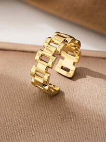 1 pieza Anillo de declaración de flor de serpiente de circonita de cobre de lujo para mujeres, joyas de anillos apilables de uso diario de moda y de alta calidad, chapado en oro de 18K