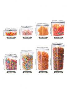 24/48pcs Airtight Storage Bins, Multi-Purpose Leak-Proof And Reusable Food Storage Jars, Portable And Stackable Food Airtight Bins For Cereals, Snacks, Tea And Pasta, Labels, Markers, Household Kitchen Items,Storage Containers - Black and White - View 3