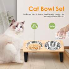 Elevated Cat Bowls Raised Cat Food Bowls 15 °Tilted Pet Bowl Feeder Adjustable Dog Cat Water Bowls With 2 Stainless Steel Bowls For Dry Wet Protect Pet's Spine Whisker Stress Free Anti Vomiting - Silver - View 6