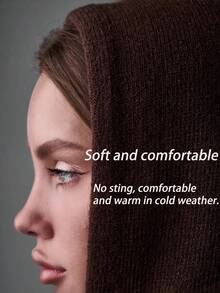 1件装冬季保暖针织帽，带耳罩和围巾，男女通用羊毛内衬连帽围脖，可手洗涤纶钓鱼帽，带抽绳 - 彩色 - 查看 3