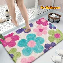 1 pièce Tapis décoratif de salle de bain à motif floral coloré, tapis doux et mignon, tapis de salle de bain, petit tapis, paillasson d'accueil, tapis, paillasson, tapis de cuisine, décoration d'intérieur, paillasson d'entrée, petit tapis de zone, paillasson d'extérieur, décoration d'intérieur, tapis de zone, tapis de jardin, tapis lavable
