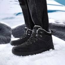 Valentine's Day Gift:Winter Snow Boots For Mens,Winter Warm Waterproof Outdoor Hiking Boots.Men's Winter Black Boots Anti Slip Hiking Outdoor Trekking Shoes.Winter Sports Waterproof Casual Shoes,Winter Boots For Men,Plush Warm Men's Outdoor Boots With High Top Design,Men's Hiking Boots Work Travel Shoe,Water Resistant Warm Fur Lined Anti Slip Work Ankle Shoes - Black - View 4