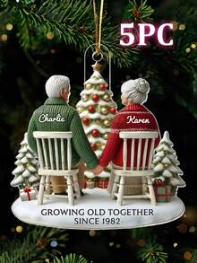 1/3/5pcs 4.5inch 2D Flat Acrylic Couple Growing Old Together Personalized Flat Acrylic Ornament, Heartfelt 2025 Gift Anniversary Gift For Him, For Her, Husband, Wife,Customized Christmas Gift Pendant, Christmas Tree Pendant,Custom Text Personalized Acrylic Ornament, Gift Givers Embellishing Presents, Custom Christmas Gift, Christmas Decor, Thanksgiving Gift, New Year Gift, Party Decor - Multicolor - View 10