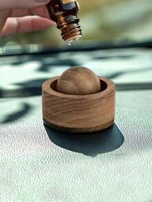 1pc Elegant Wooden Aroma Diffuser, Rotating Design, Natural Fragrance Carrier, Black Walnut And Beech Creative Essential Oil Diffuser, Car Aroma Ball, Multi-Purpose And Multi-Scenario, Suitable For Car And Bedroom Office Desks, Non-Flammable, Perfect Gift Choice, Enhance Air Quality, Home Fragrance