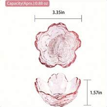 8PCS Cute Pink Cherry Blossom Glass Dish Set - Mini Glass Bowls, Sauce Dishes, Jewelry Dishes & Dessert Plates For Soy Sauce, Snacks, Tea Bags, Fruit, Envases Para Postres - 淺粉色 - 查看 3