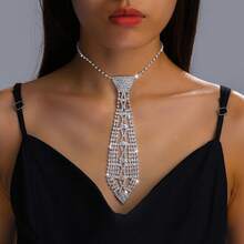 1件水晶水钻箭头形时尚领带，适用于新娘礼服、圣诞装饰等。 - 銀色 - 查看 11