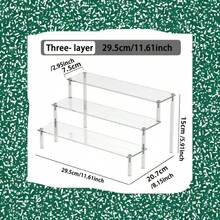 1 Desktop Transparent Acrylic Christmas Decoration Staircase Display Rack, Christmas Party Desktop Acrylic Trapezoidal Creative Decoration Decoration Ornament, Miscellaneous Items Staircase Display Shelf - Clear - View 7