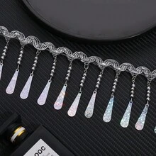 2碼/件 8公分銀色亮片DIY波浪蕾絲飾邊附流蘇穗飾，舞台服裝、窗簾、婚禮吊飾裝飾、縫製布料配件、燈罩流蘇 - 多色 - 查看 3