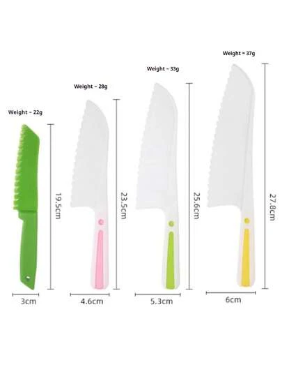 1/4 Pcs Plastic Fruit Knife Set, Outdoor Camping And Hiking Cooking Tool, Suitable For Hand-Held Use, Can Be Used As Baking Knife, Potato Knife, Peeler, Specialized Plastic Fruit Knife, Bread Knife, Cake Knife Set, Kitchen Knife Set, Early Education Tableware Pretend Play Toy