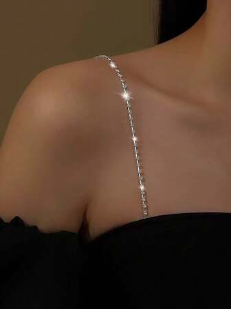 2 piezas Tirantes de sujetador ajustables con cristales - Elegante y sexy cadena de hombro de color bronce con cristales brillantes, tirantes invisibles, adecuados para bodas, vacaciones, Día de San Valentín - Accesorio de moda para todo el año, lencería nupcial, acabado de metal suave