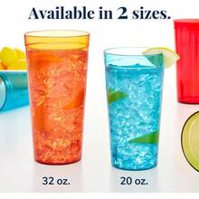 Cafe Break - Resistant Plastic 20oz Restaurant - Quality Beverage Tumblers Set of 16 in 4 Assorted Colors. - Surtido + 20 onzas líquidas (Juego de 16) - Ver 4