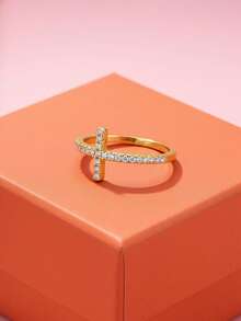 1 pieza Anillo de cruz de plata de ley 925 minimalista y único, regalo de joyería exquisita para mujeres - Anillo cruzado - Ver 3