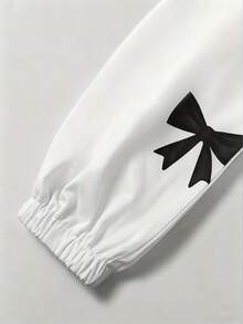 女士新款蝴蝶印花弹力腰短款外套，适合户外运动、健身、跑步、休闲穿着，秋冬季款 - 黑與白 - 查看 4