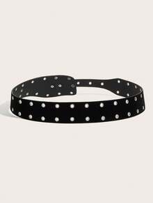 1件装女士复古西部风格铆钉印花多功能腰带 - 黑色 - 查看 3