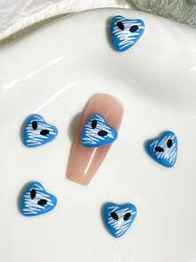 50pcs Funny And Crooked Nail Art Accessories, Dopamine Colored Expression Resin Accessories, Flat Bottomed Cute Smiling Face, Heart-Shaped Nail Patches, Handmade DIY Nail Decoration Accessories Suitable For Home Nail Art, Professional Nail Art - Multicolor - View 9