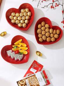 6pcs Heart-Shaped Plates, Valentine's Day Heart-Shaped Bowls, Heart-Shaped Wheat Straw Small Snack, Dessert, Salad Plates, Dinner Appetizer, Sauce, Dip Plates, Suitable For Valentine's Day, Birthday, Bridal Shower Gifts (Red) - Burgundy - View 5