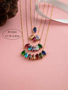 1 chiếc vòng cổ đá quý hình giọt nước tùy chỉnh, có thể đính nhiều viên đá quý hình quả lê tượng trưng cho tháng sinh. Quà tặng cá nhân hóa, trang sức thiết kế riêng, món quà hoàn hảo dành cho mẹ. - Nhiều màu - Xem 7