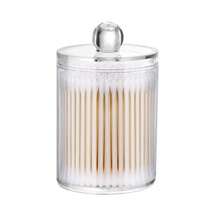 1PC Clear Storage Box ,Cotton Swab Holder Dispenser For Cotton Swabs, Cotton Balls, Cotton Pads, Floss Sticks - Small Clear Plastic Jar Medicinal Bottle Set, Bathroom Essentials Accessory Decorative, Dresser Makeup Organizer - Multicolor - View 8