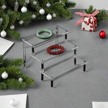 1 Desktop Transparent Acrylic Christmas Decoration Staircase Display Rack, Christmas Party Desktop Acrylic Trapezoidal Creative Decoration Decoration Ornament, Miscellaneous Items Staircase Display Shelf - Clear - View 3