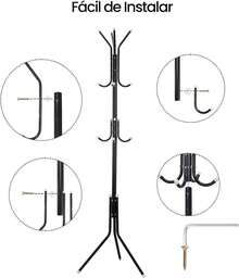 Perchero de Pie con 12 Ganchos,Perchero para Ropa,Bolsas,Sombreros,Ideal para Pasillo Entrada,Dormitorio,Salón,Oficina,Moderno - 1 - Ver 7