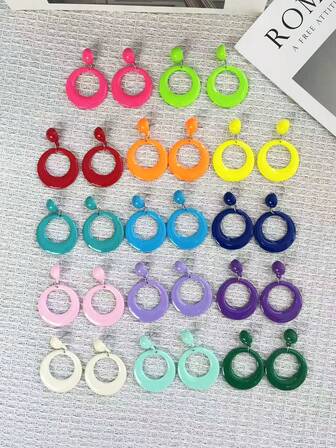1 Pair Multi-Color Earrings, & European Retro Style Holiday Party Versatile Earrings