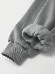 Art Prints Featuring South Korean Boy Bands And Girl Groups. Loose-Fitting Girls' Sweatshirt, Curve Casual Oversized Sweatshirt, Versatile For Fall/Winter, Thick Fabric, Warm Fleece Lining, Crew Neck, Loose-Fitting Casual Sweatshirt, Versatile Outerwear, Urban/Preppy Style, Long Sleeves, Suitable For Cold Weather, Cotton Blend, Fleece Lining, Comfortable, Long Sleeves, For Children. - 灰色 - 查看 5