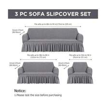 AMOROSA 3 Pieza Funda Cubre Sala con Falda Tipo Plumeti Funda de Sofá Lavable Elástica Fácil de Instalar Fundas para Sillones Sala  (1 plaza, 2 plazas, 3 plazas) Decoración Sala - Gris Claro - Ver 5