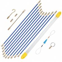 10pcs 4mm Diameter, 33/45/45.7cm Length Blue Fiberglass Fish Tape, Used For Pulling Wires Through Walls, Attics, Crawl Spaces, Basements And Ceilings