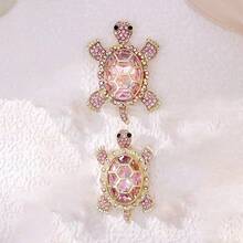 1pc Adorable Rhinestone Crystal Turtle Brooch Pin, Luxury Ocean Animal Suit Accessory, Alloy & Cubic Zirconia, Suitable For Party And Gift - Pink - View 10