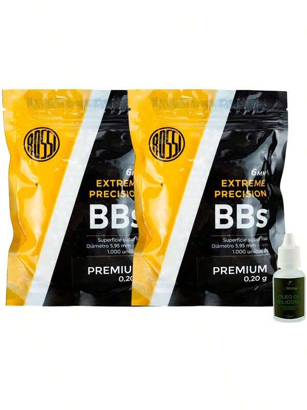 Kit 2 BBs 0.20g 6mm 1000 un Rossi + Óleo de Silicone Cia Tática 15ml