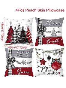 4 Stücke Weihnachtsdekokissenbezüge Set, gemischter Weihnachtsball & Weihnachtsbaum Muster Kissenbezüge, fröhliche Weihnachten Winter Wunderland Kissenbezüge für Sofa Feiertags Dekoration, Weihnachts Innenraum Wohnzimmer Dekoration, Weihnachtsdekorationen, Weihnachtsgeschenke, Party Dekoration, Party Geschenke, Weihnachtsschmuck, Kissenfüllungen nicht enthalten - Weihnachtsbaum gemischt - Übersicht 10