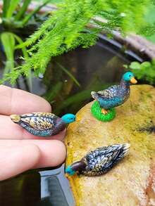 10件套树脂材质仿真鸳鸯，家居装饰小型装饰雕像，假山水亭园艺盆景装饰工艺品，微景观设计DIY配件，摄影道具。 - 彩色 - 查看 9