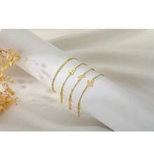 Ascona Initial Hand Chain Bracelet For Women-14K Gold Plated Ring Bracelet Hand Chain For Women ,Dainty Letter A-Z Link Charm Stack Bracelets Set Jewelry Gifts,X - X - 查看 6