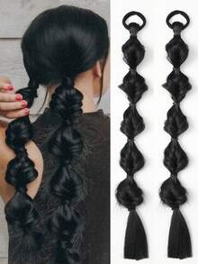 20 Inch Ponytail Wig Female Bubble Braid Natural Dye Twist Braid Tie-Up Dreadlocks Ponytail Lantern Braid - Multicolor - View 1