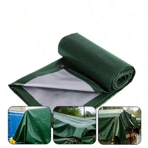 1 pieza Lona impermeable de alta resistencia, lona de plástico plateada resistente a los rayos UV con ojales y bordes reforzados, adecuada para patio exterior, piscina, barco, techo, camping - Múltiples tamaños disponibles
